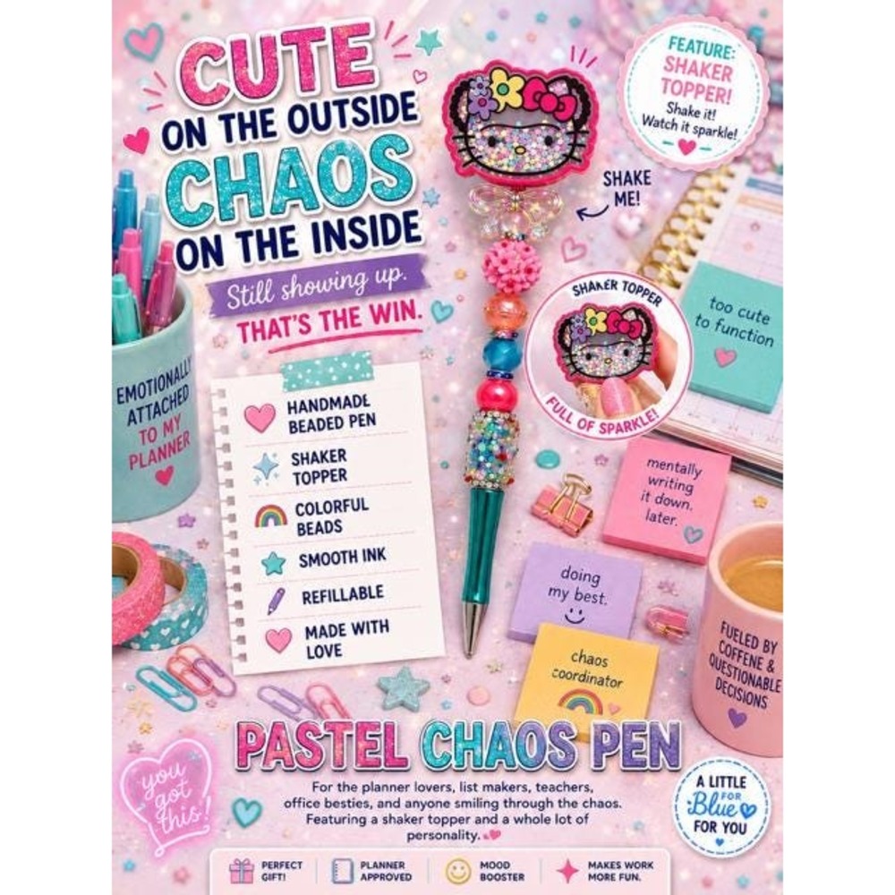 Hello Kitty Inspired Beaded Pen | Teacher Gift | Kawaii Office Supplies - Picture 1 of 2